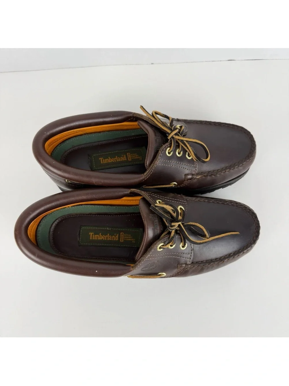 Timberland Authentics 3-Eye Lug Handsewn Men Boat Shoe Size 8W Brown